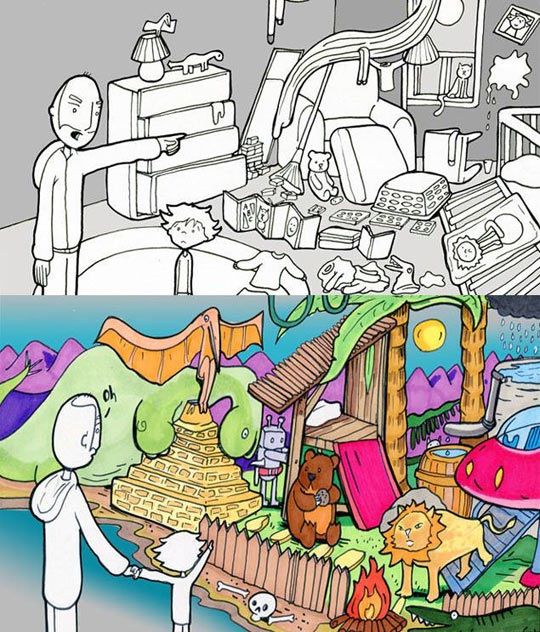 funny-kid-bed-world-imagination