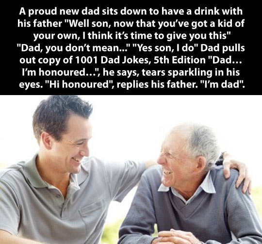 Dad gives something to his son…