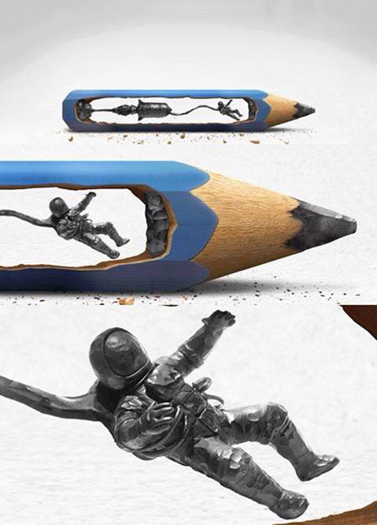 funny-pencil-sculpture-astronaut-space