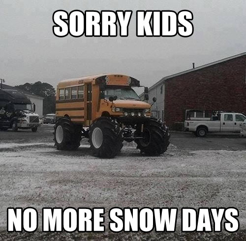 School bus ruining a perfect snow day…