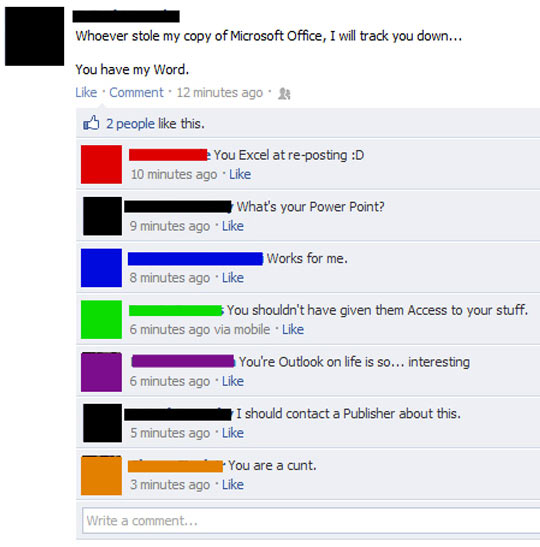 Microsoft Office puns…