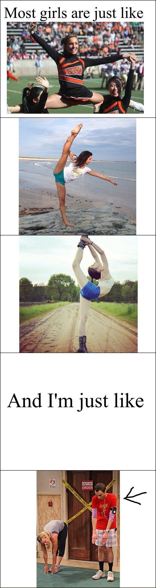 Most girls stretching…