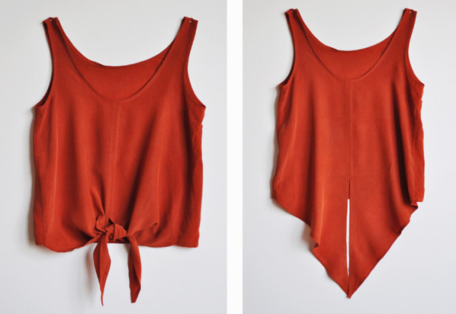 Cut Up an Old T-Shirt Into a Tie-Front Tank