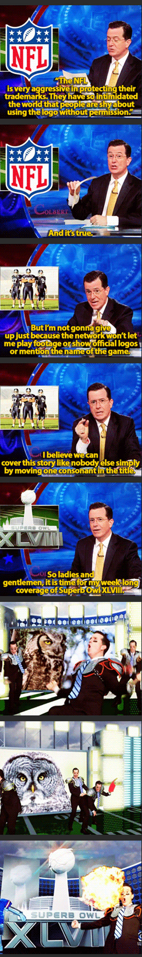 Stephen Colbert avoids being sued by the NFL…