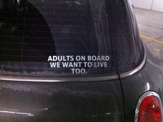 Adults need bumper stickers too…