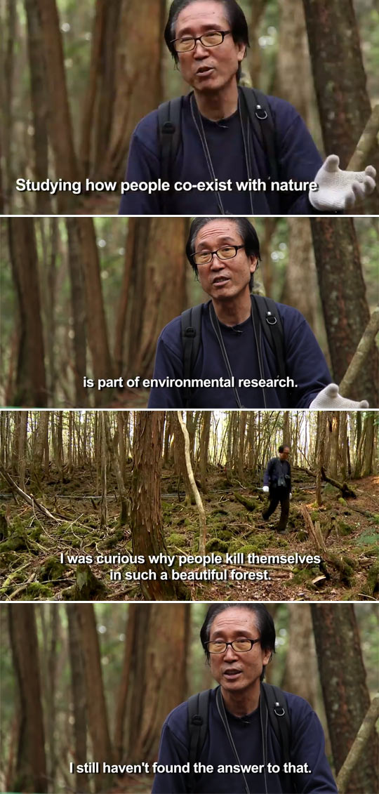 funny-man-exploring-forest-flowers