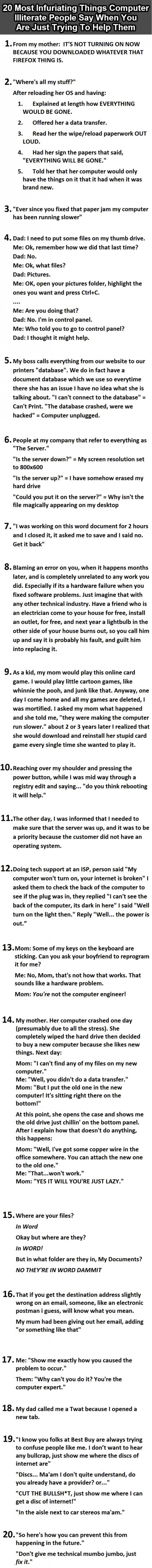 20 Most Infuriating Things Computer Illiterate People Say