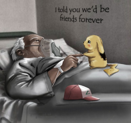 cute-cartoon-Ash-hospital-bed-Pikachu