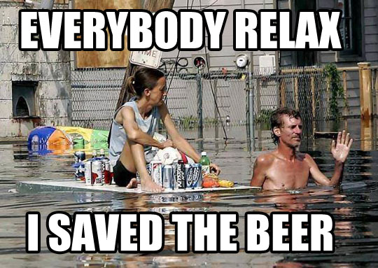 funny-flood-guy-saving-beer
