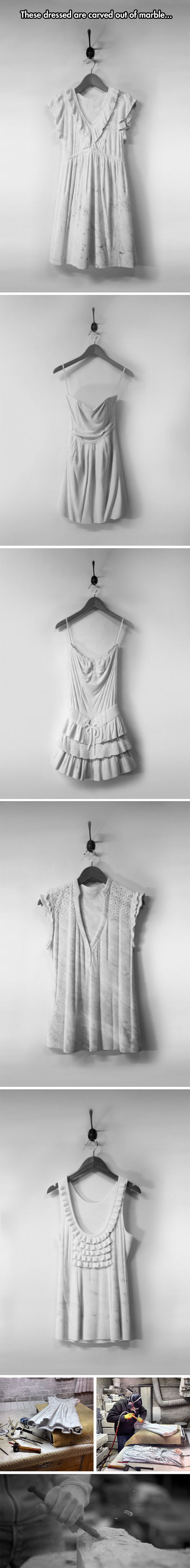 Airy Dresses Carved From Marble