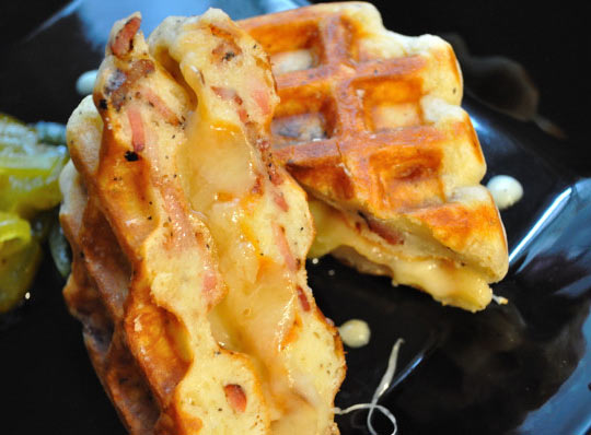 Grilled Cheese Bacon Waffles