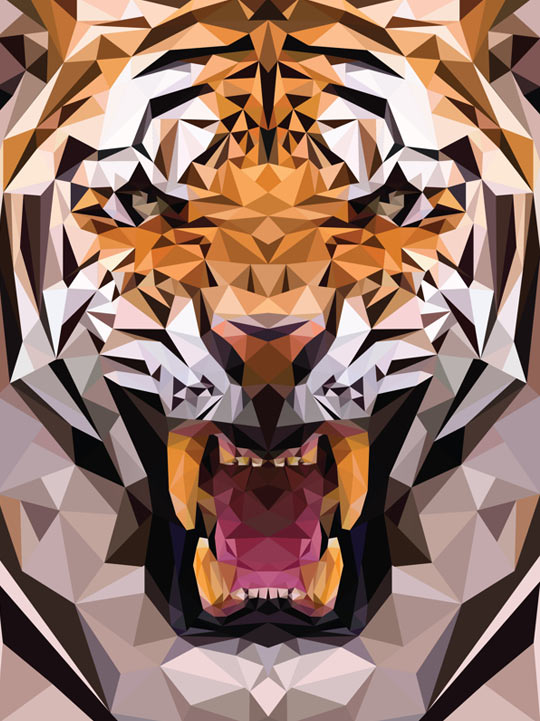 Geometric Tiger Made From Triangles