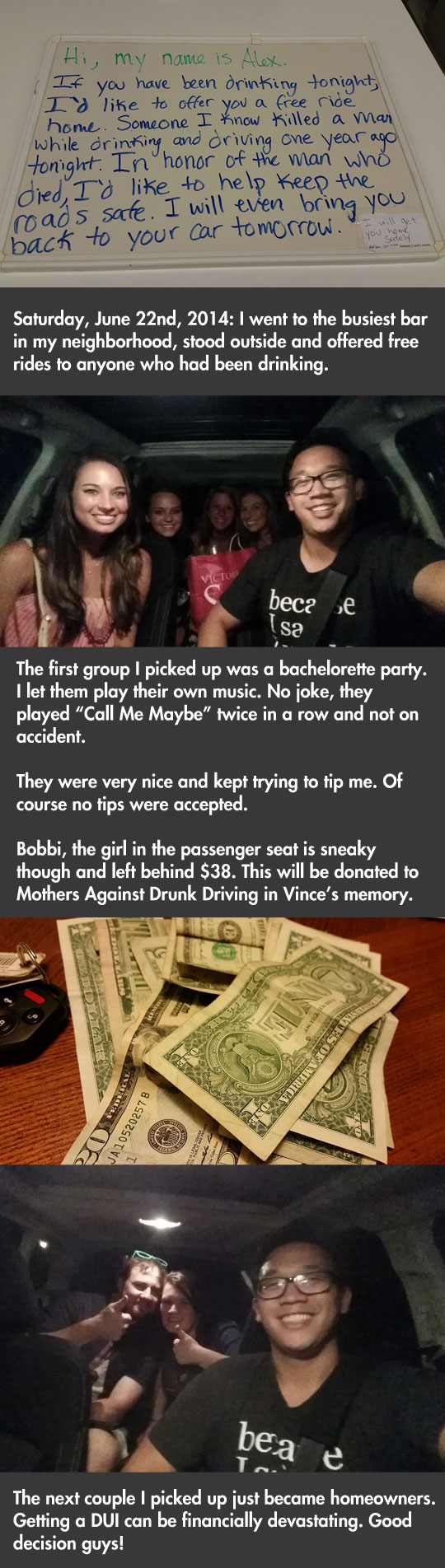 Man Offers To Drive Drunk People Home For Free