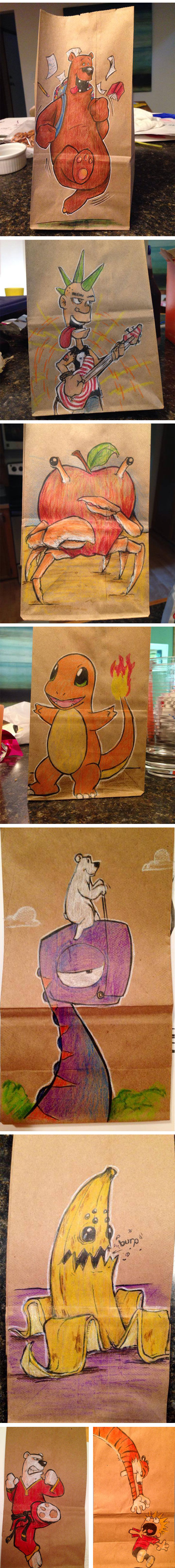 cool-parent-lunch-bag-drawing-monsters-dinosaurs
