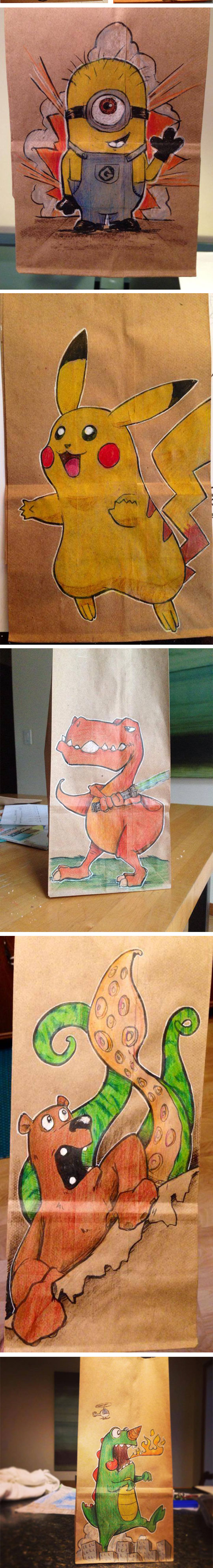 cool-parent-lunch-bag-drawing-school-bear-fighting