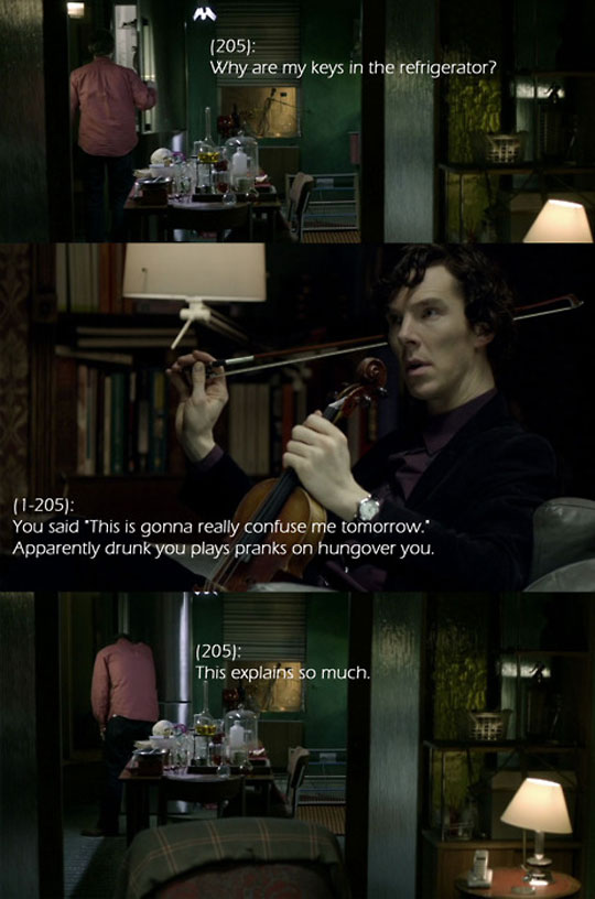 funny-Watson-Sherlock-drunk-keys-fridge