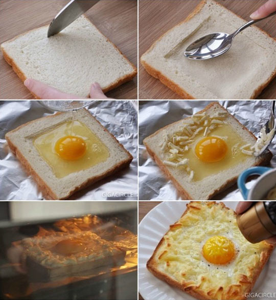 Egg In A Toast With Cheese