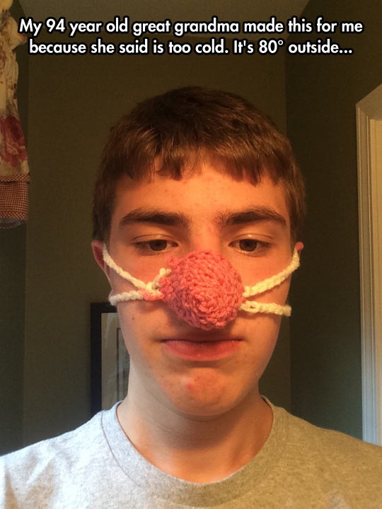 funny-grandmother-nose-warmer-hot-outside