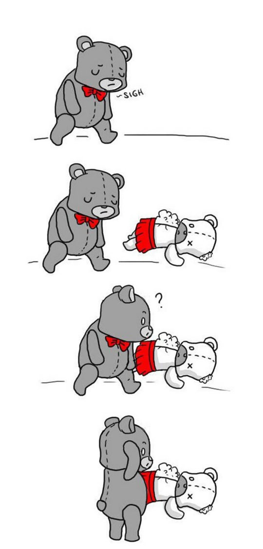 funny-webcomic-bear-fixing-Teddy-pieces-heart-broken