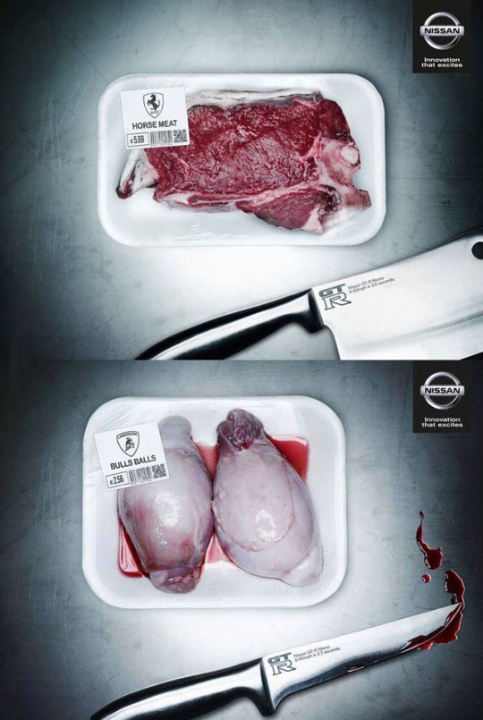 funny-Nissan-ad-meat-Ferrari-cars