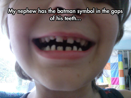 funny-nephew-Batman-symbol-gap-teeth