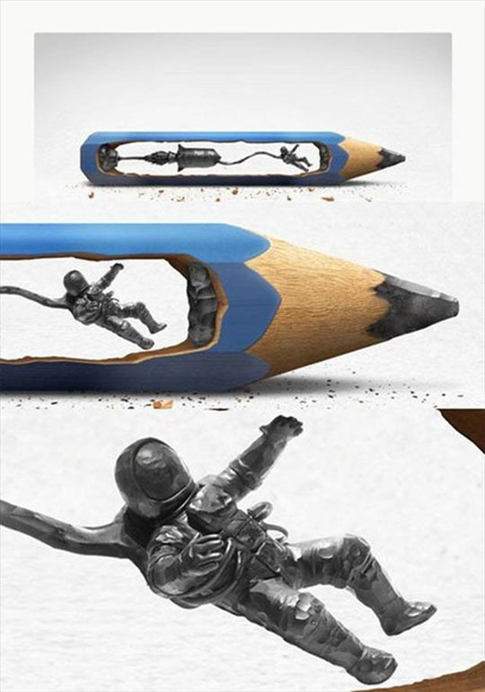 Astronaut Carved Into A Pencil Lead