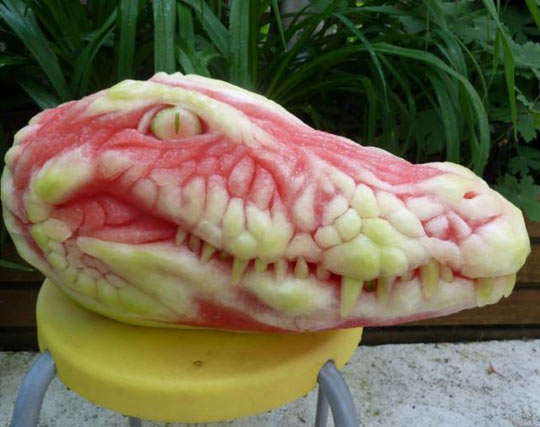 Watermelon Crocodile Sculpture