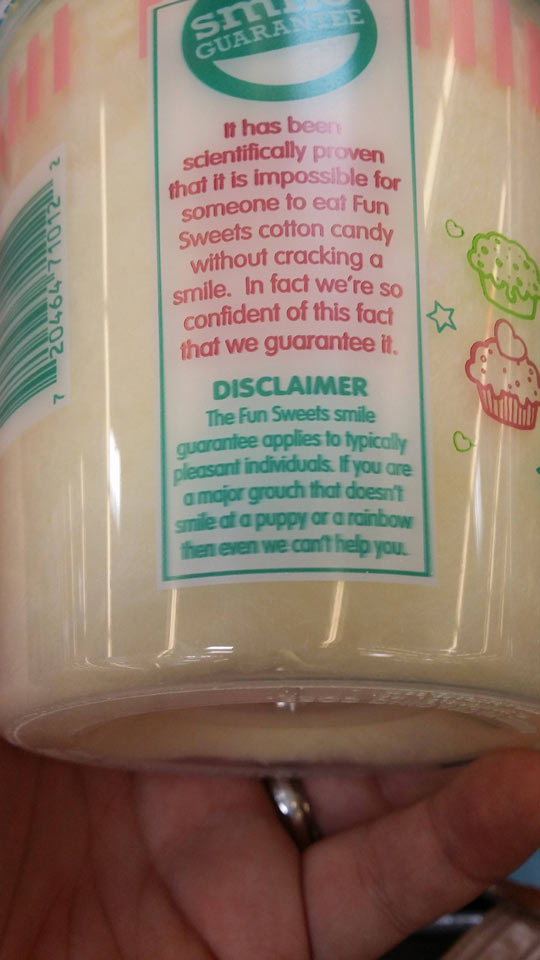 This Disclaimer On A Container Of Cotton Candy