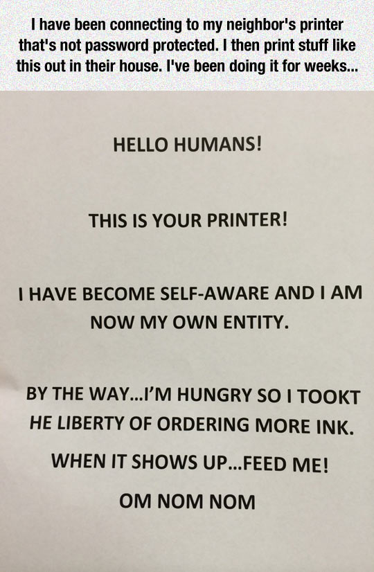 Printer Has Become Self-Aware