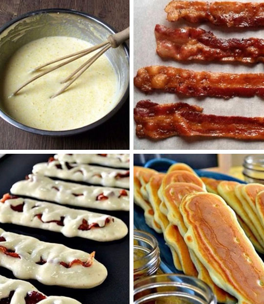 funny-bacon-pancake-dippers-cooking