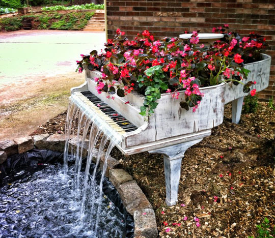 Old Piano Turned Into Fountain