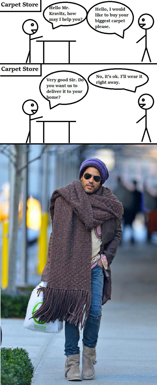 How I Imagine Lenny Kravitz Going Carpet Shopping