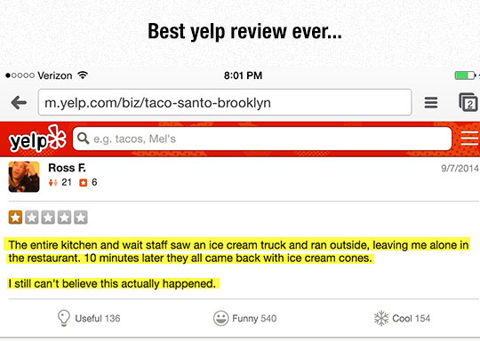 Hilarious Yelp Review