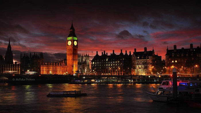 London glowing at twilight