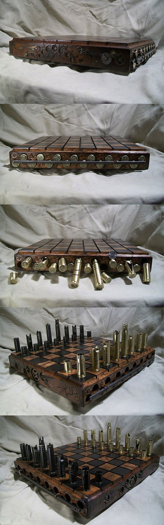 A Set Of Chess Made Out Of Bullets