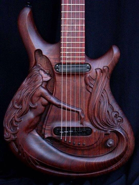 Mermaid Carved In Guitar