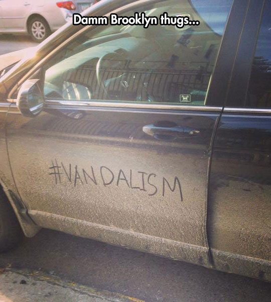 funny-car-dirt-hashtag-vandalism