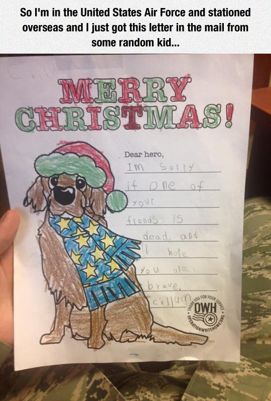 Christmas Card From Random Kid To Soldier