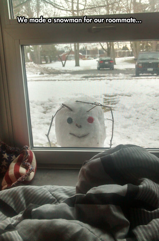 Creepy Snowman Spying On You