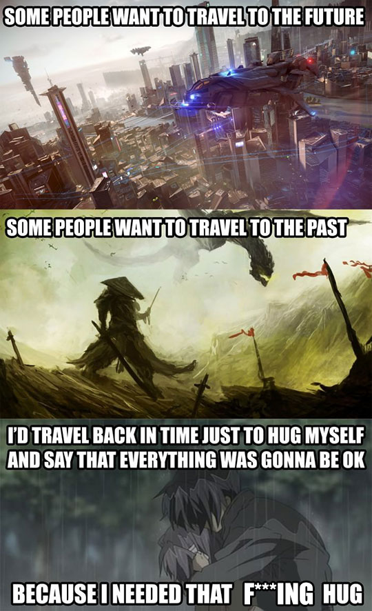 cool-travel-past-future-hug-yourself