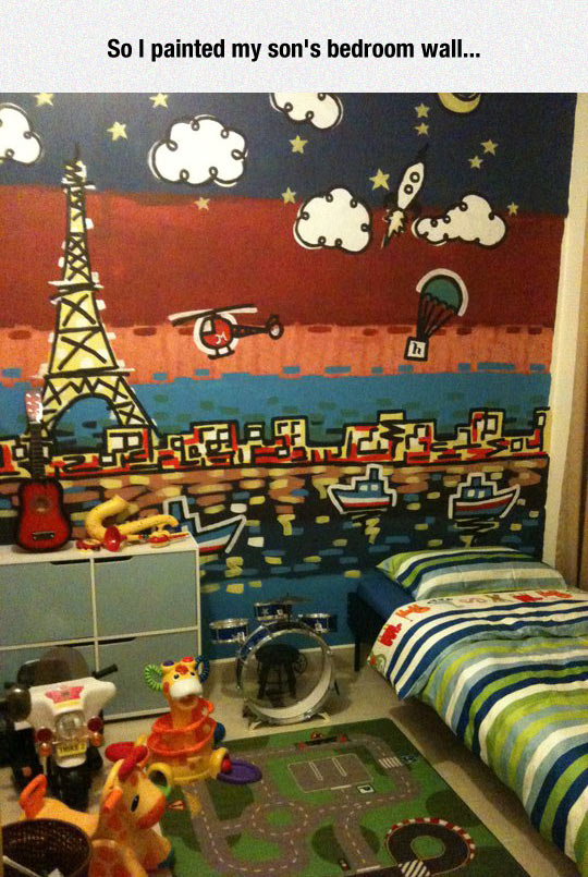 funny-bedroom-son-painted-Eiffel-Tower