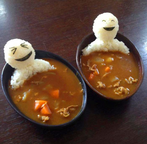 Edible men in curry soup…