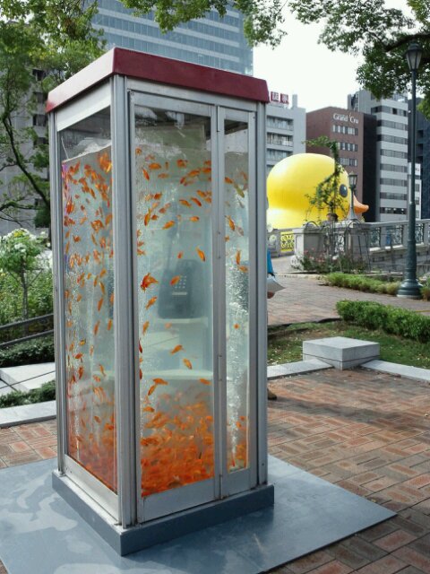 Fishtank phone box in Japan