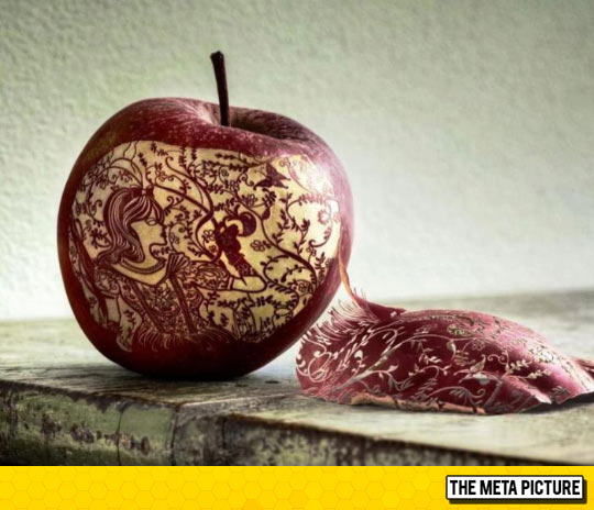 Apple Art Using A Knife