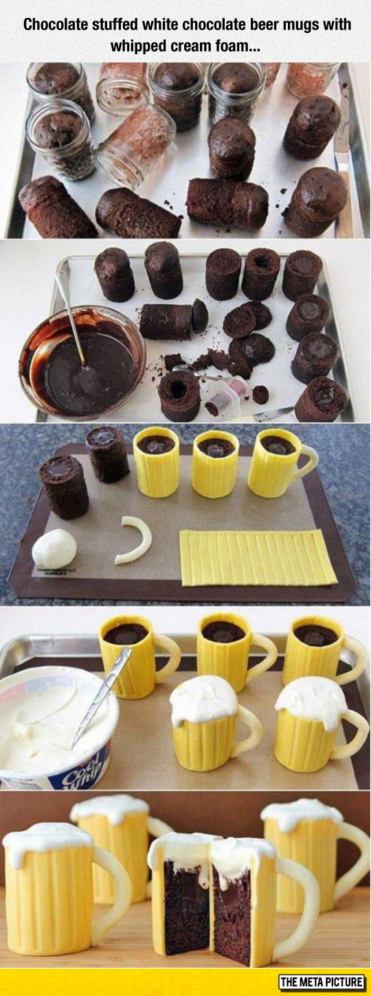 Chocolate Stuffed Beer Mugs
