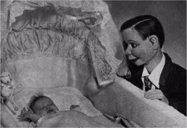 Vintage-Creepy-Old-Photos-crib-baby-ventriloquist-dummy