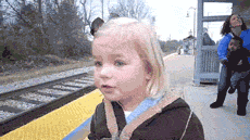 Little Girl Sees Train For The First Time