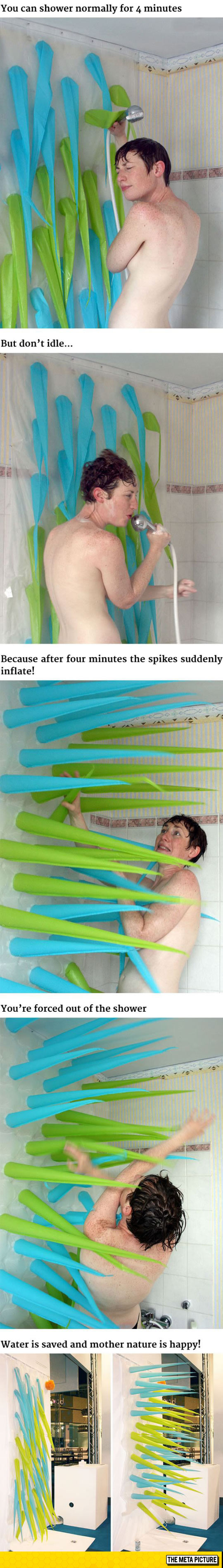 This Shower Curtains Have Spikes To Help You Limit Your Shower Time