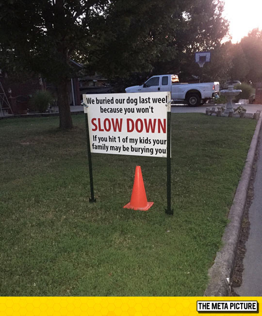 funny-sign-slow-down-orange-cone
