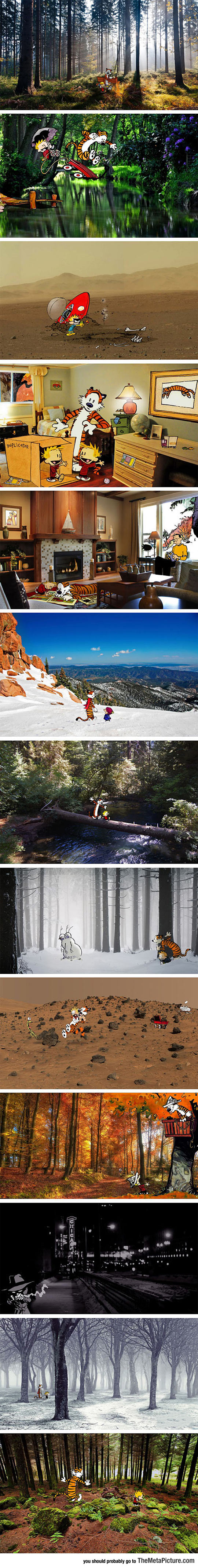Calvin And Hobbes Combined With Real Locations
